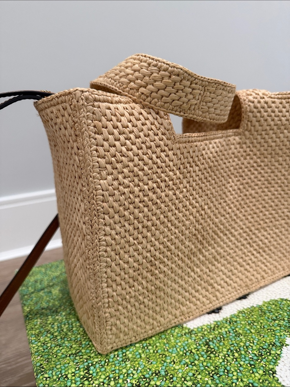 Small Loewe Natural Woven Tote with Black Logo - Picture 5 of 11